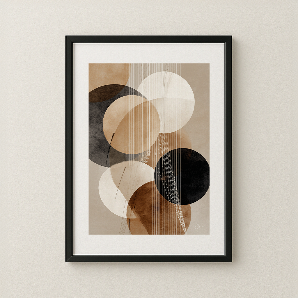 Framed abstract art print with clean lines on a neutral wall, a limited edition piece from the Celin Art Abstract Art collection