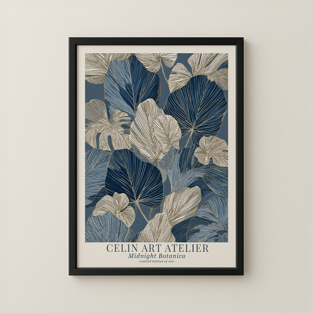 Framed Celin Art Atelier signature print on a neutral wall, a limited edition piece