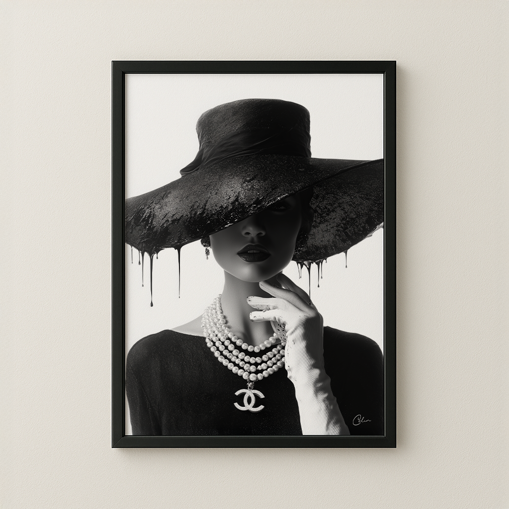 Framed fashion art print on a neutral wall, a limited edition piece from the Celin Art Fashion and Style collection